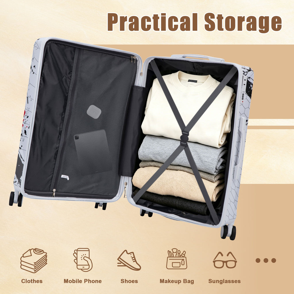 Luggage With Printed Pattern, Combination Lock