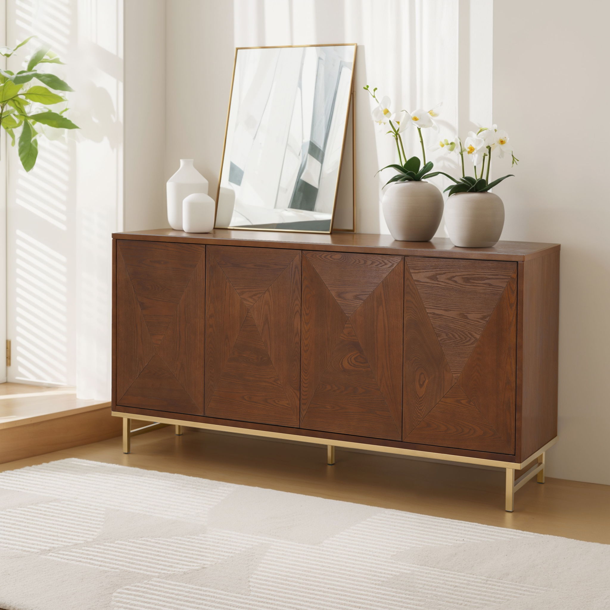 Tamid - Modern Wide Handcrafted Sideboard With Adjustable Shelves