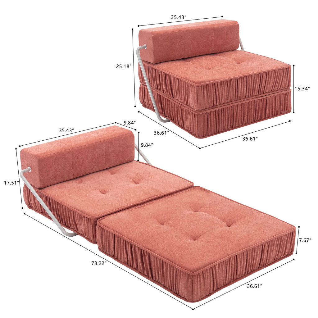 Folding Sofa With Removable Back Cushion, Convertible Futon Sleeper Chair