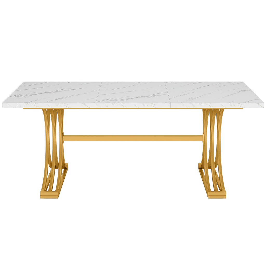 Executive Desk With X-Legs, Sturdy Office Workstation For Home Office - White / Gold