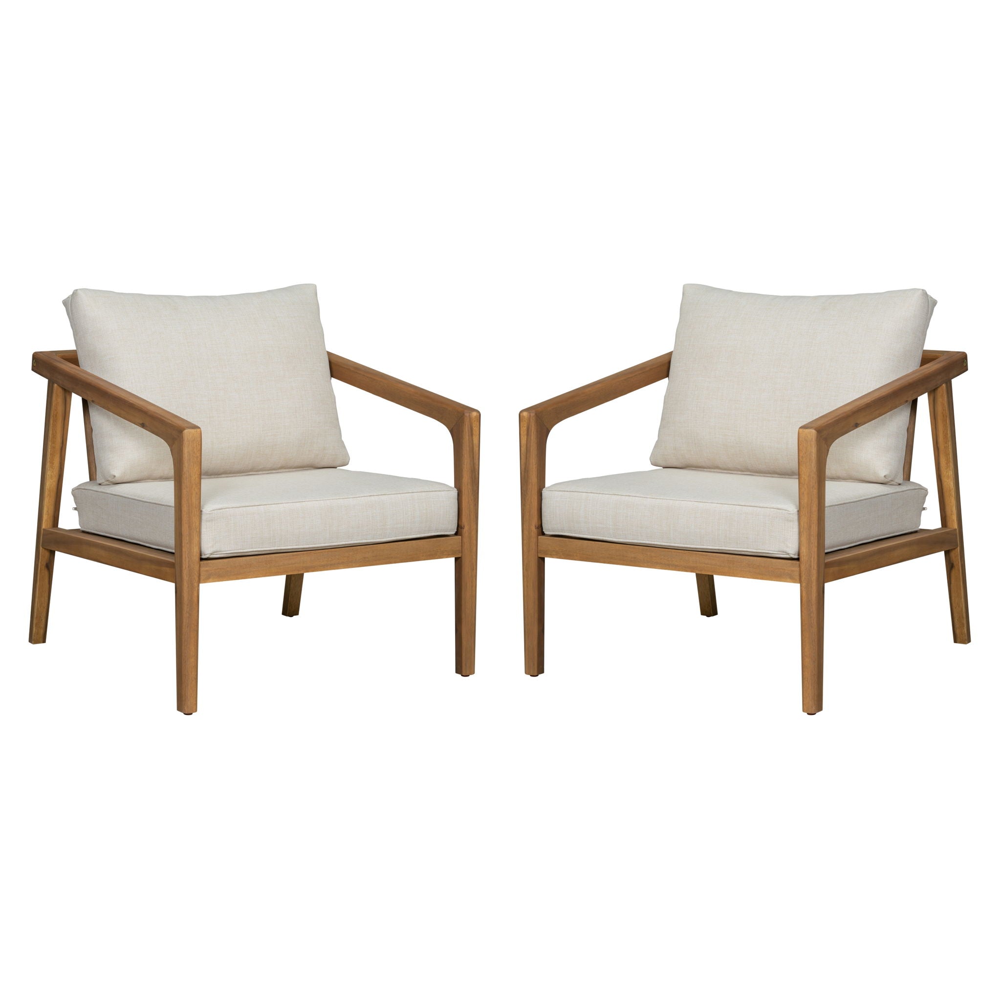 Westin - Outdoor Acacia Wood Club Chair (Set of 2) - Teak / Beige