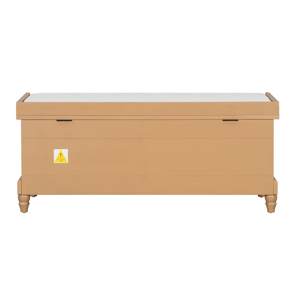 Shoe Bench With Cushion And 3 Drawers - Natural