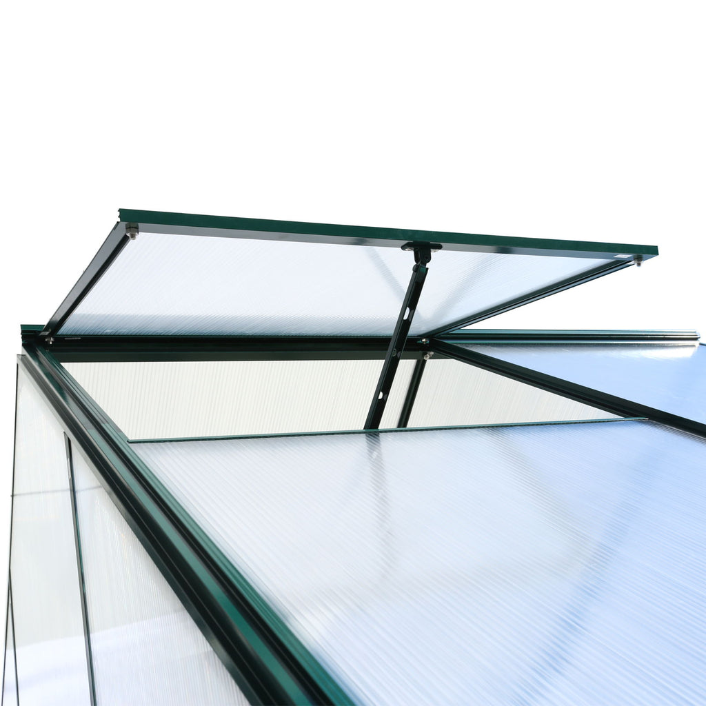 Polycarbonate house, Heavy Duty Outdoor Aluminum Walk-In House Kit With Rain Gutter, Vent And Door For Backyard Garden