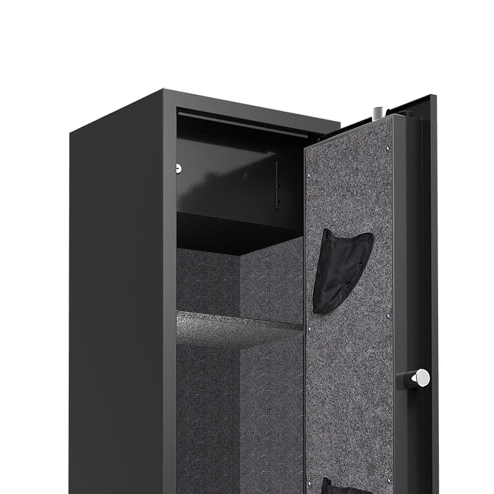 Large Capacity Quick Access Fingerprint Gun Safe, 4 - 5 Gun Biometric Metal Rifle Gun Security Cabinet Safe Locker - Black