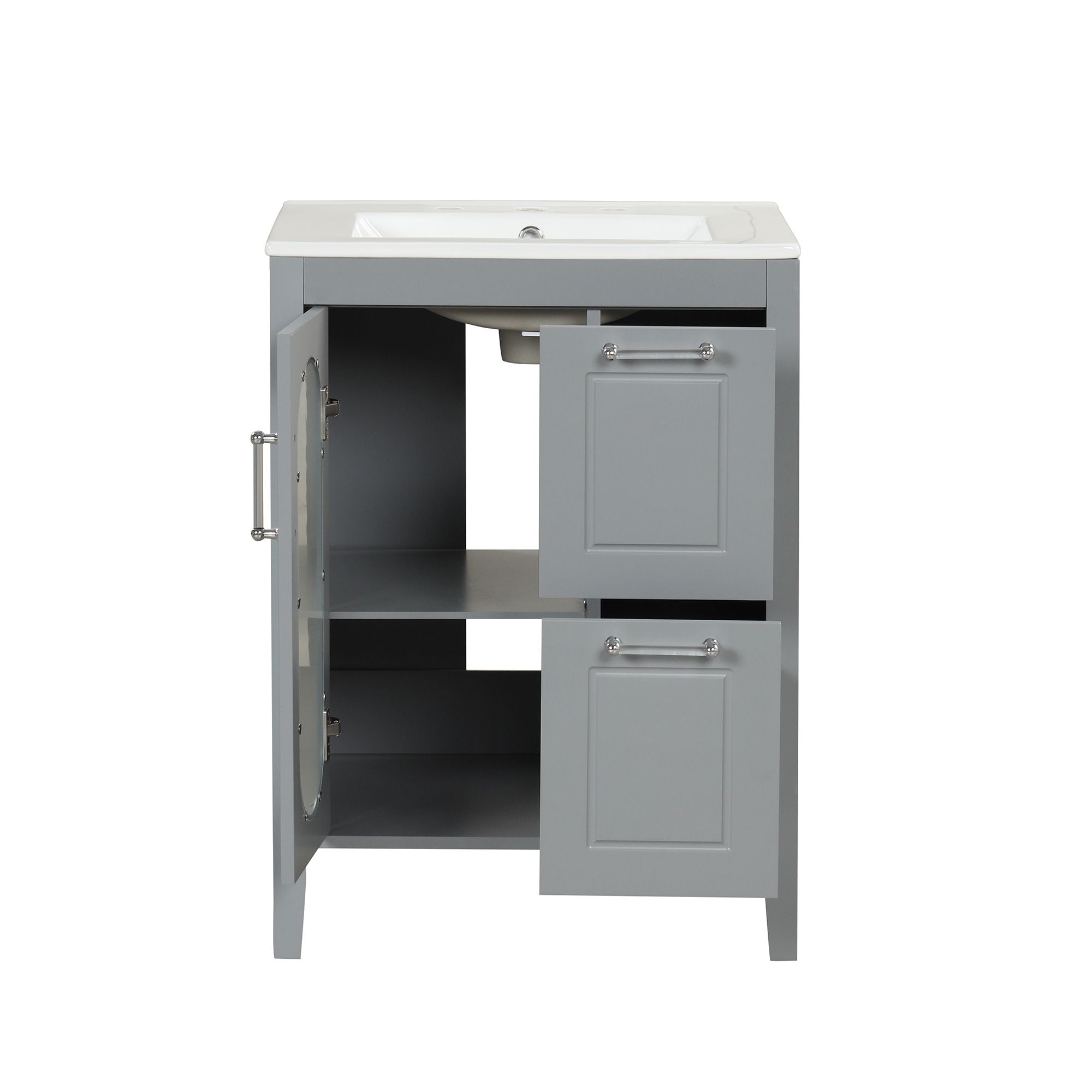 Modern Bathroom Vanity With Sink, Cabinet With 2 Drawers And Door, Adjustable Shelf