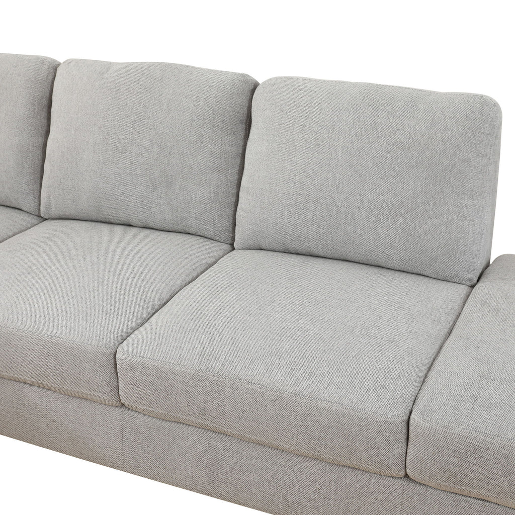 2 Piece L - Shaped Left Chaise Sectional Sofa With Ottoman, Living Room Furniture - White / Gray