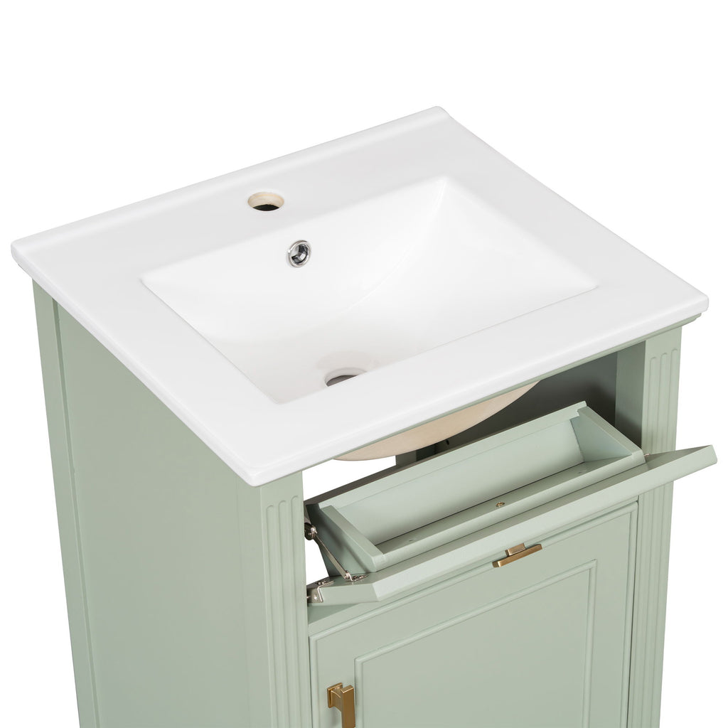 Bathroom Vanity With Sink, Adjustable Shelf, Tilt-Out Drawer