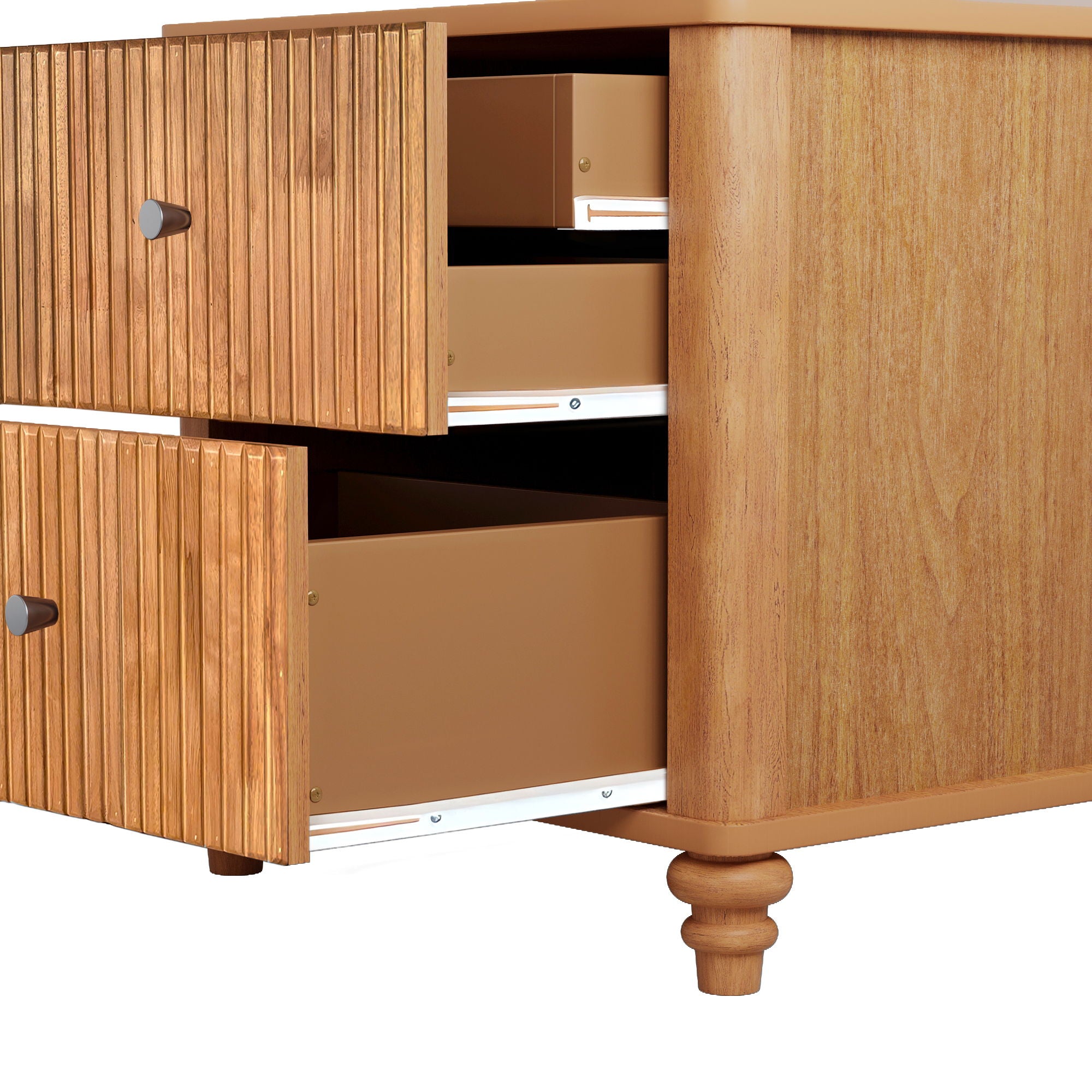 Modern Fluted Nightstand With 3 Drawers