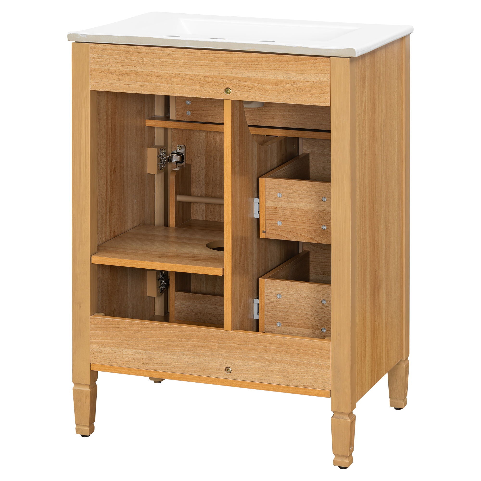 Bathroom Vanity With Sink, Flip Drawer, 2 Drawers, Adjustable Shelf