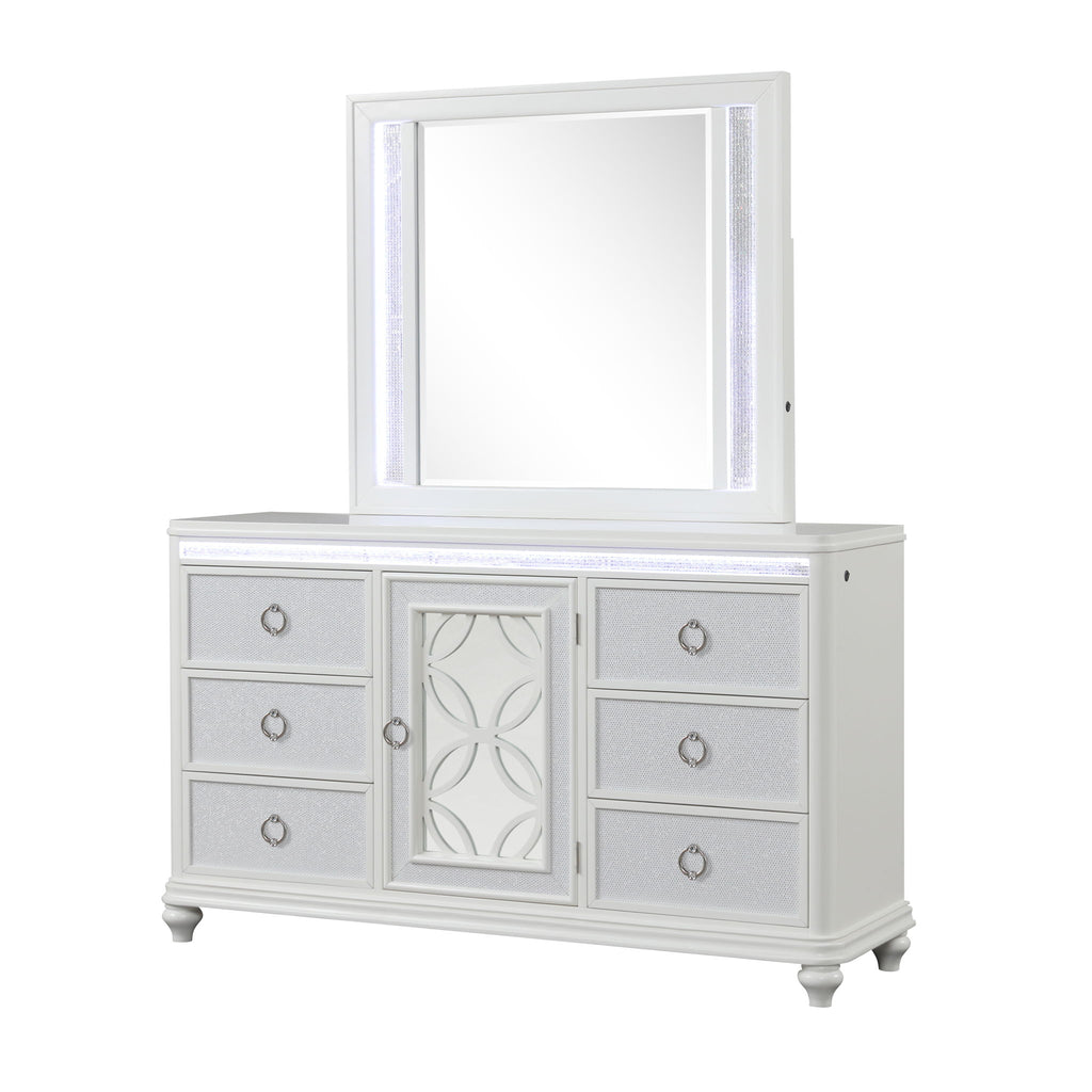 Abigale - Mirror For Dresser Top Made With LED (Includes Only Mirror) - White