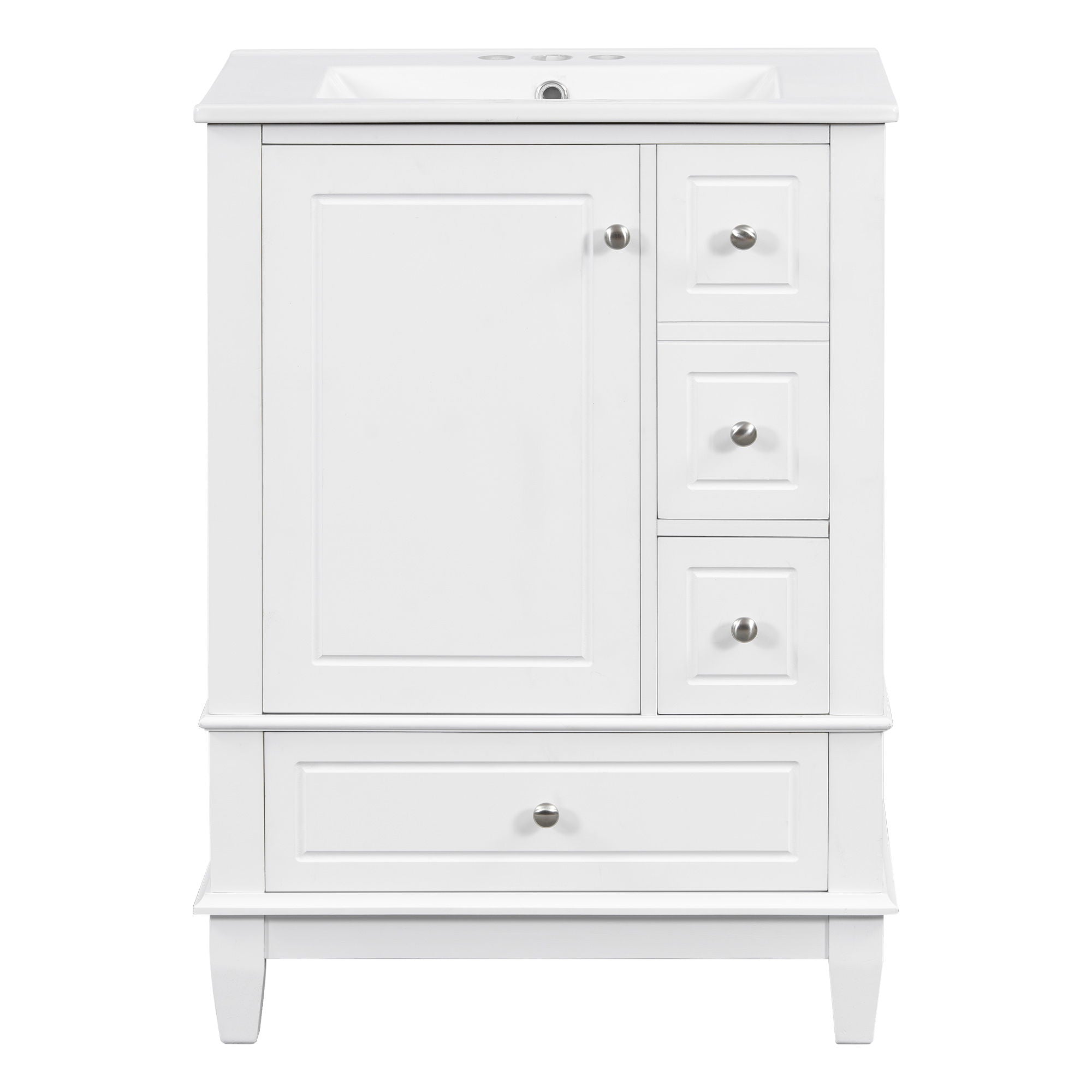 Modern Bathroom Vanity With Sink, Freestanding Cabinet With Drawers And Storage Shelves