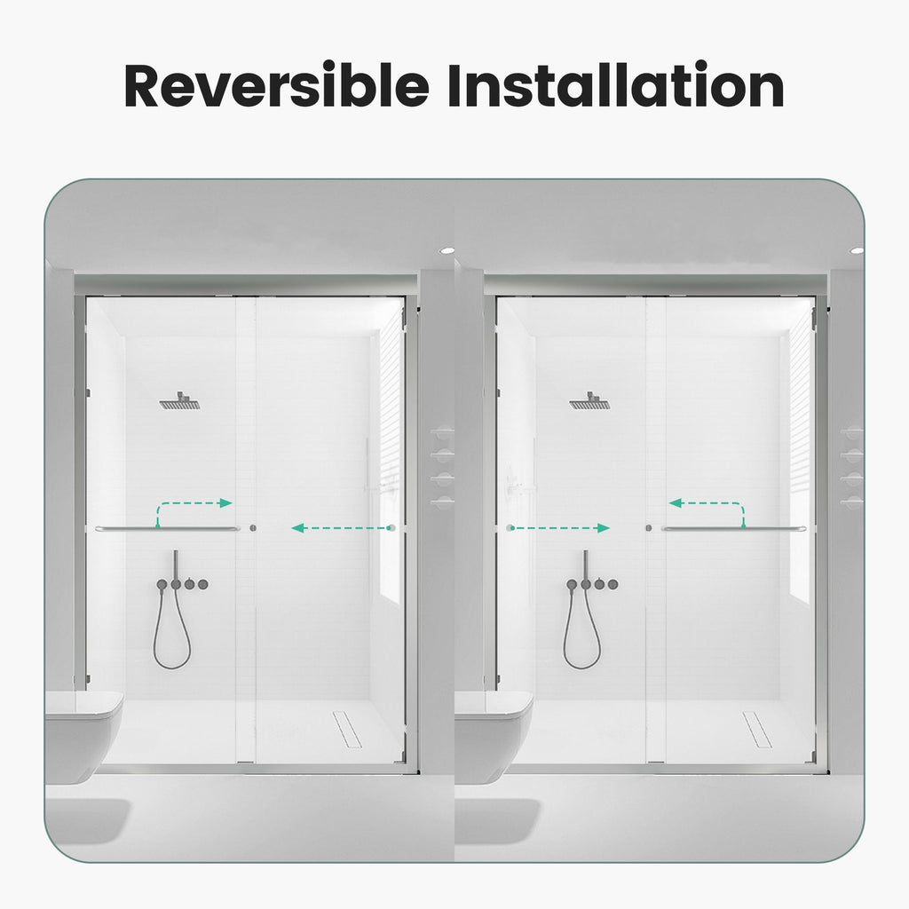 Semi Frameless Double Sliding Shower Door With SGCC Tempered Glass - Chrome