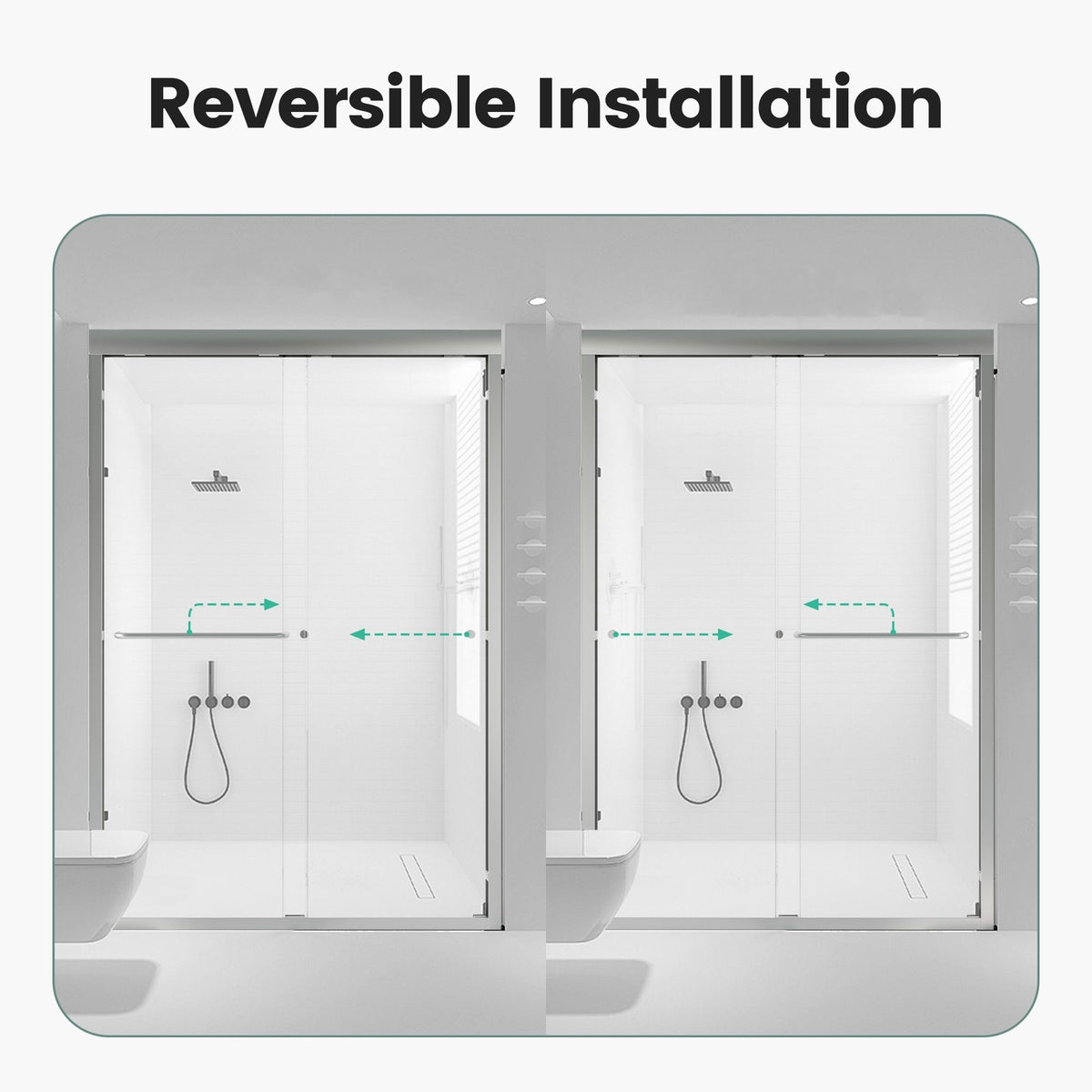 Semi Frameless Double Sliding Shower Door With SGCC Tempered Glass - Chrome