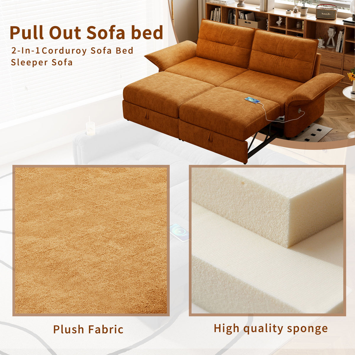 Sofa Bed With Convertible Design, Living Room Furniture