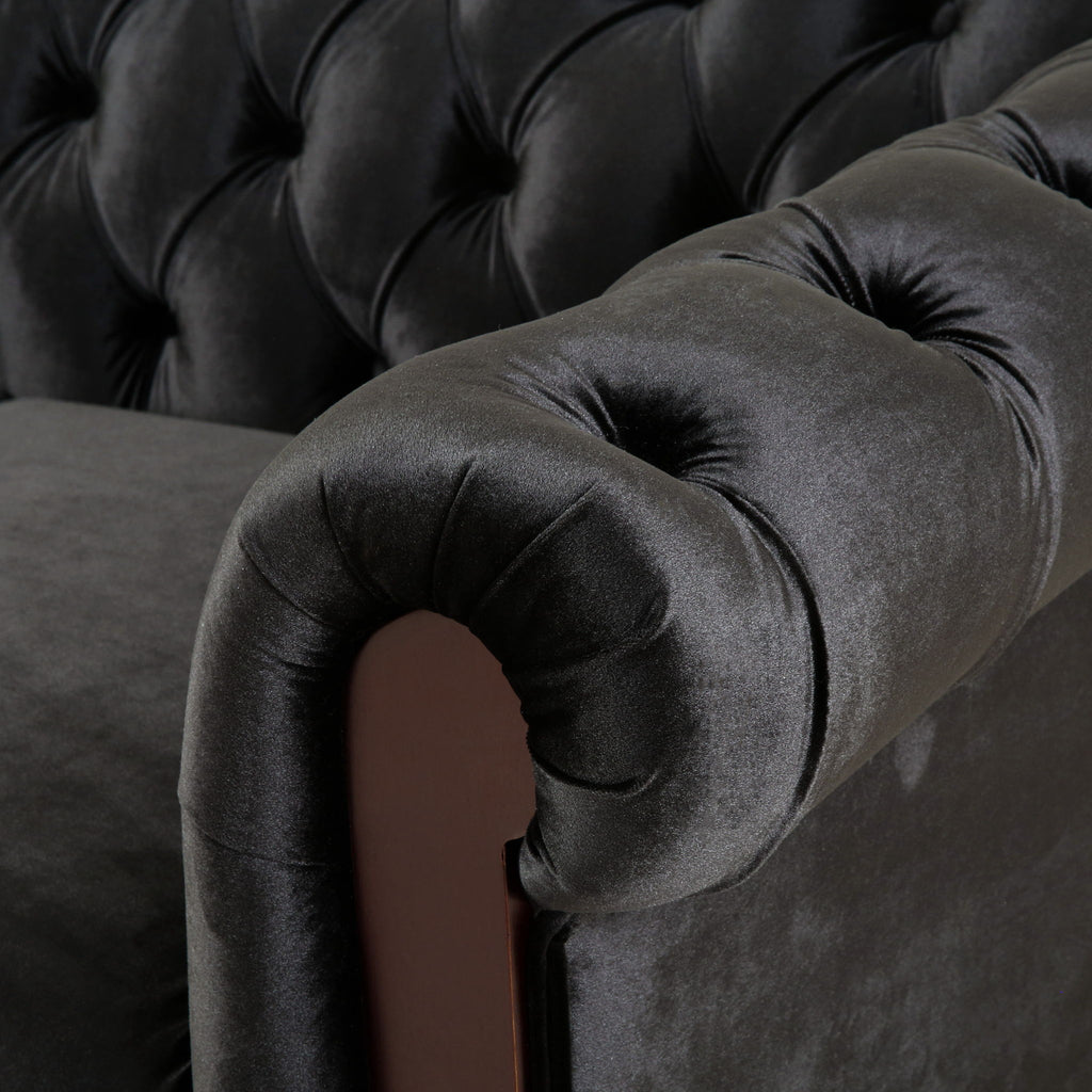 Chesterfield Loveseat Sofa, 2 Person Rolled Arm Upholstered Couch