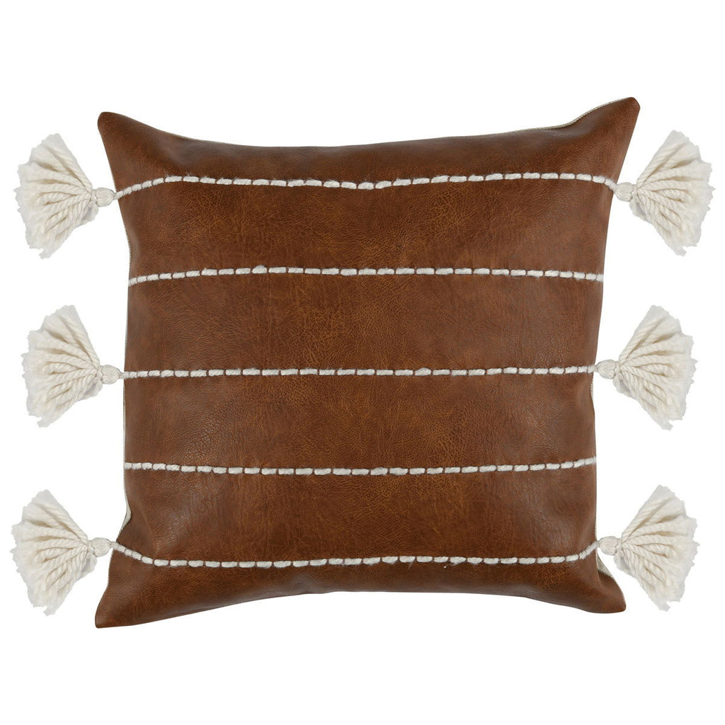 Ezekiel - DV Vegan Leather Pillow - Brown