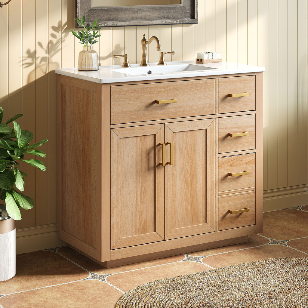 Bathroom Vanity & Sink, Soft Close Doors & Drawers - Wood