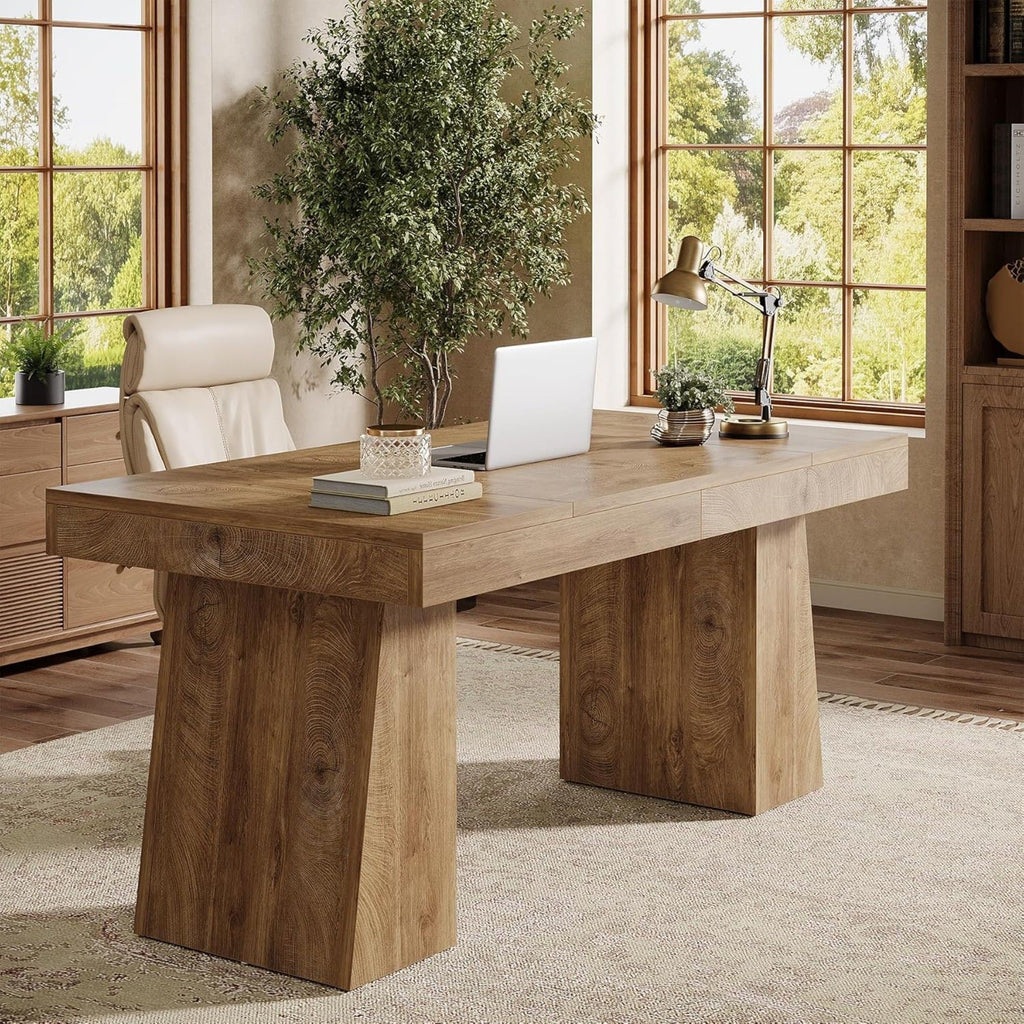 Executive Desk, Workstation With Double Trapezoid Base