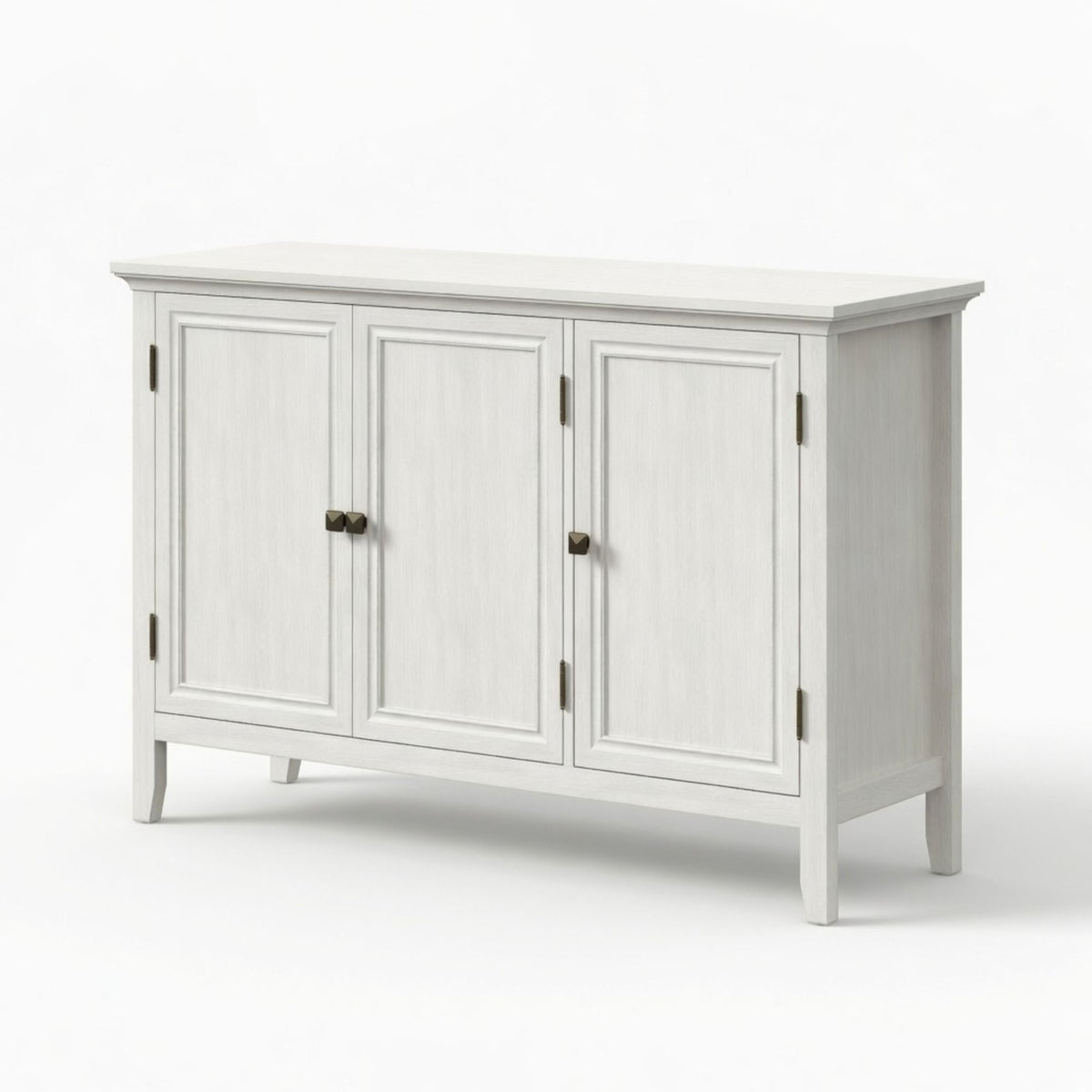 3 Door Buffet Cabinet With Adjustable Shelves - Matte White / Grayish