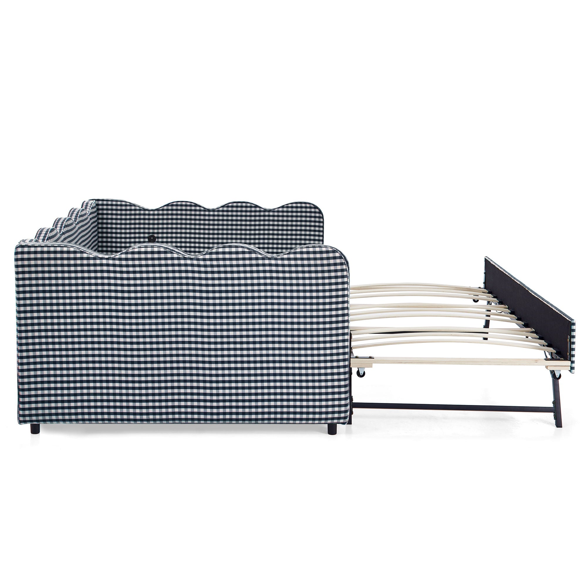 Gingham Daybed & USB Charging Port, Wave-Shaped Design