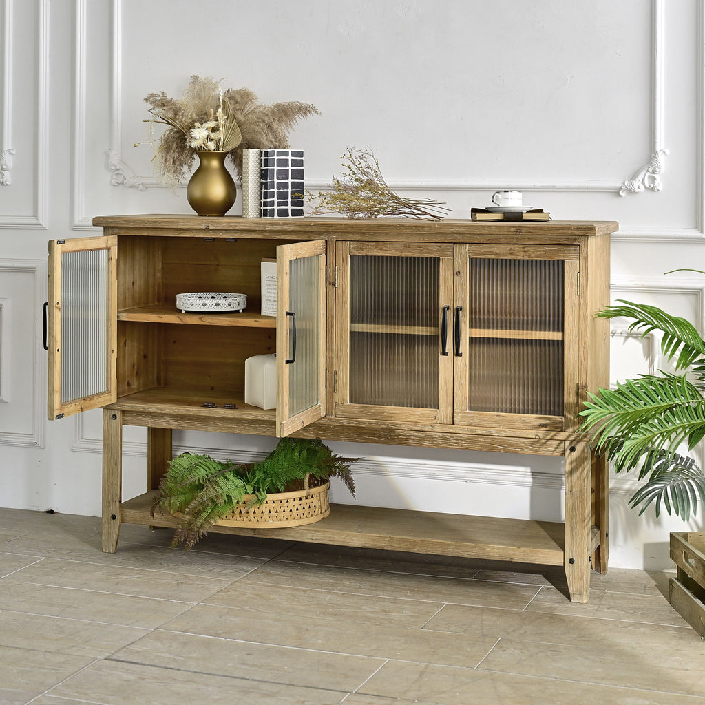Rectangle Accent Sideboard Cabinet With Storage Shelf, Cabinet For Kitchen - Natural Wood