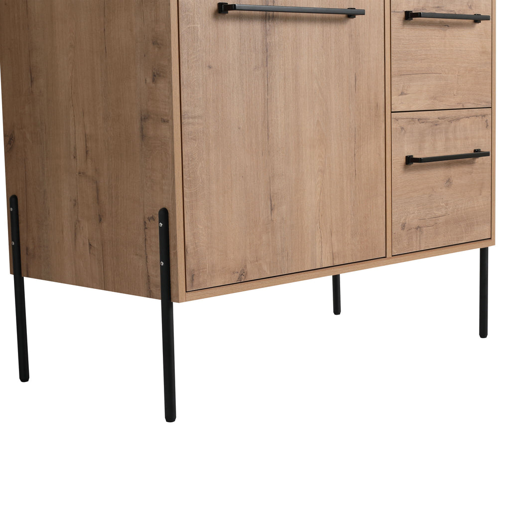 36" Freestanding Bathroom Vanity With Sink, Soft Close Doors & 2 Drawers - Imitative Oak