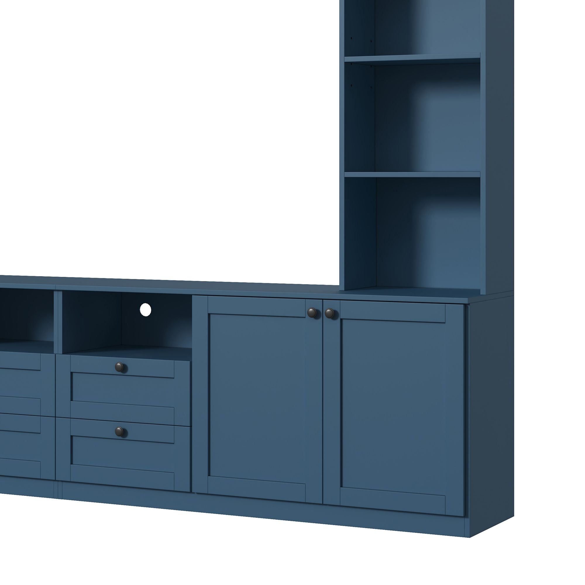 Farmhouse Elegant Entertainment Center Wall Unit With 4 Drawers
