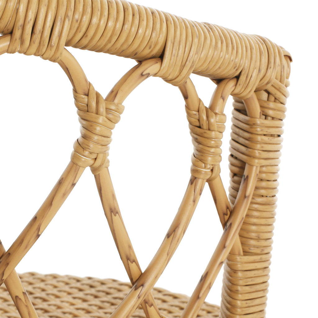 Bohemia - Outdoor Brown Wicker Bar Stool (Set of 2) With Metal Frame And Faux Rattan - Light Brown