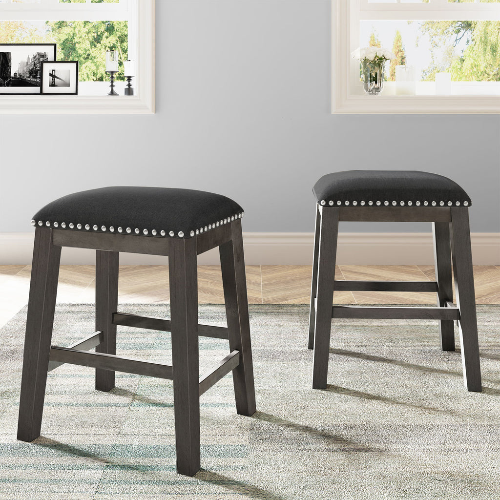 5 Pieces Counter Height Rustic Farmhouse Dining Room Wooden Bar Table Set With 2 Stools And 2 Chairs