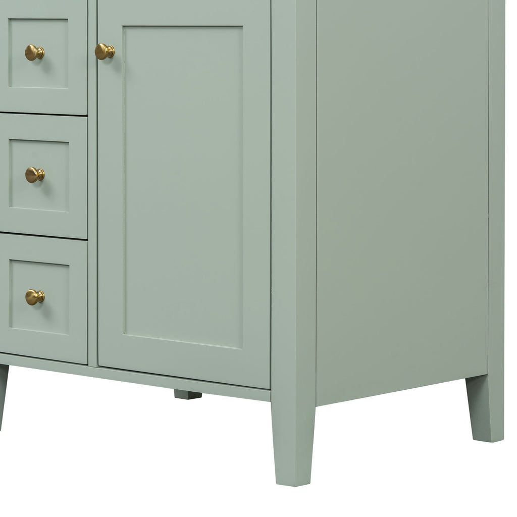 Bathroom Vanity With Sink, 3 Drawers & Cabinet With Adjustable Shelves