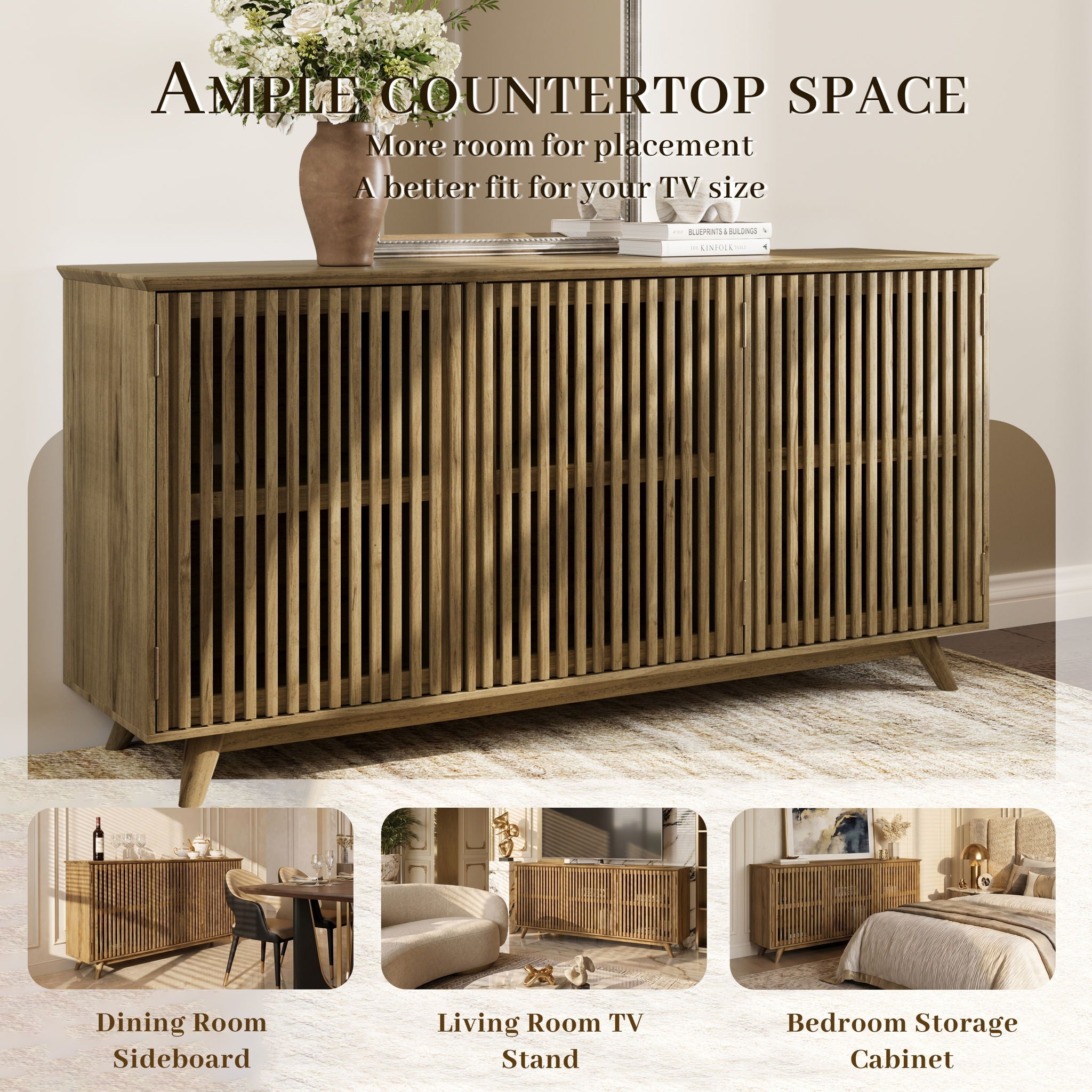 TV Stand With Adjustable Shelf - Natural