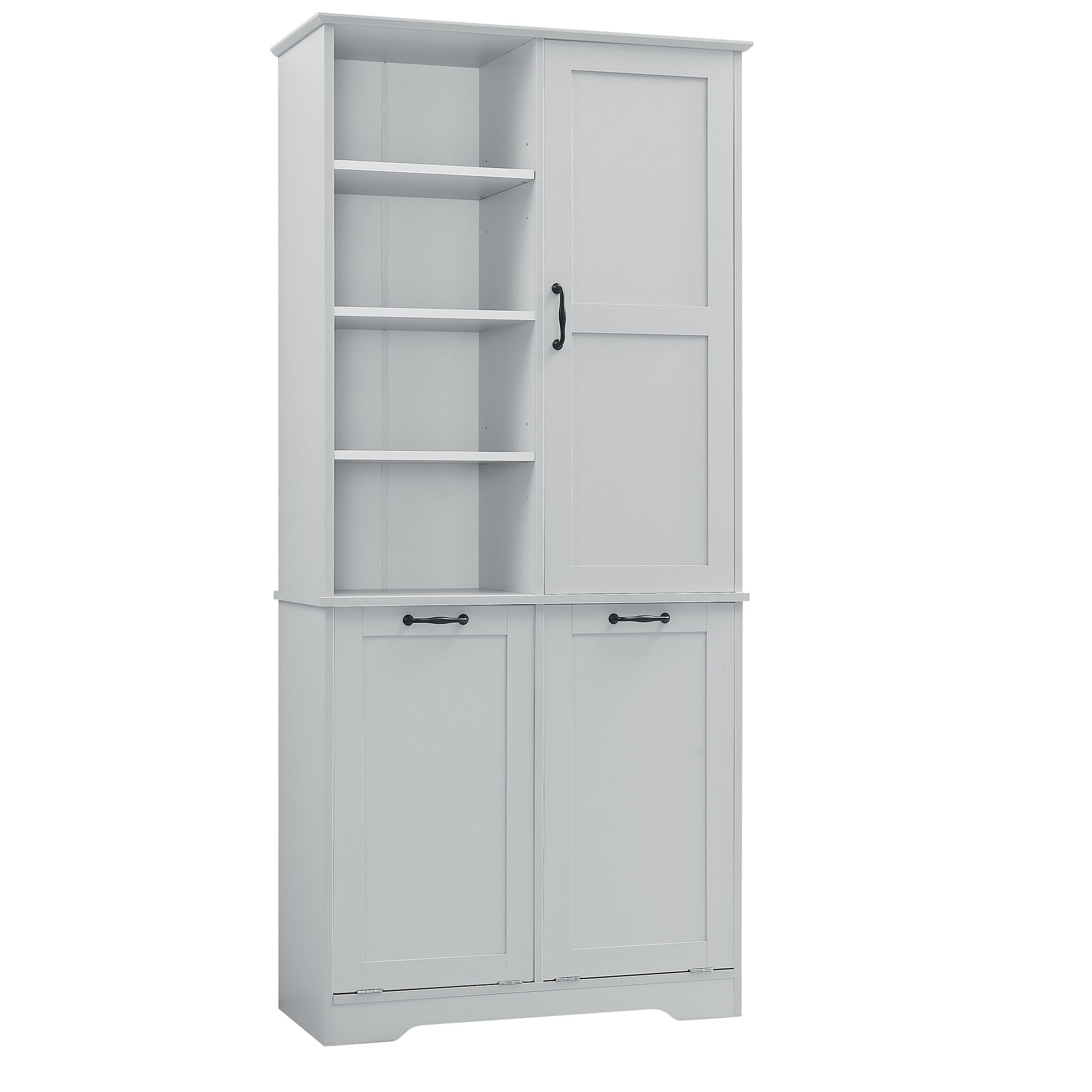 Freestanding Bathroom Storage Cabinet With Doors And Drawers, Adjustable Shelves, Tilt-Out Laundry Hamper