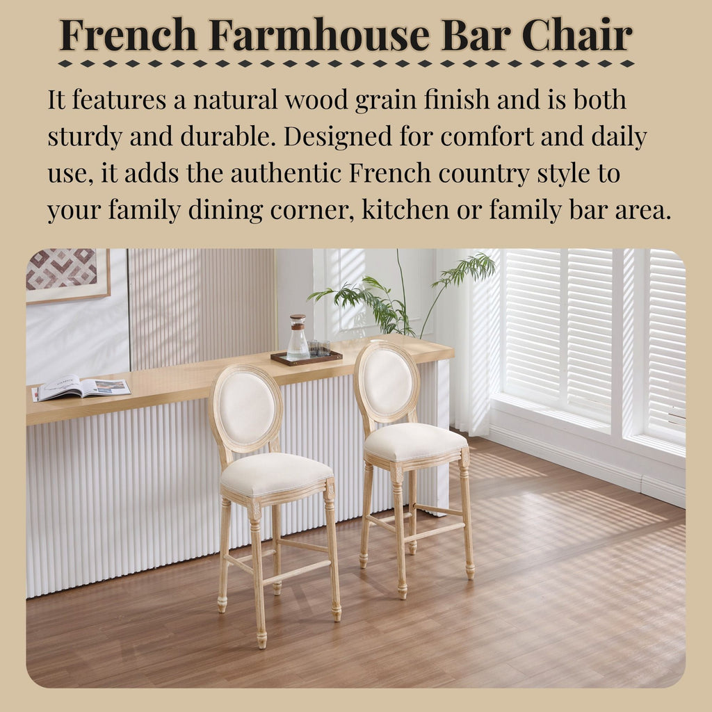 French Country Bar Chairs & Round Back (Set of 2)