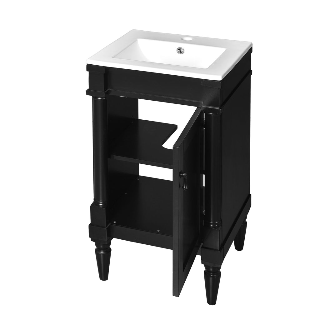 Bathroom Vanity With Sink, Storage Cabinet With Door, Drop In Sink, Compact Freestanding Design