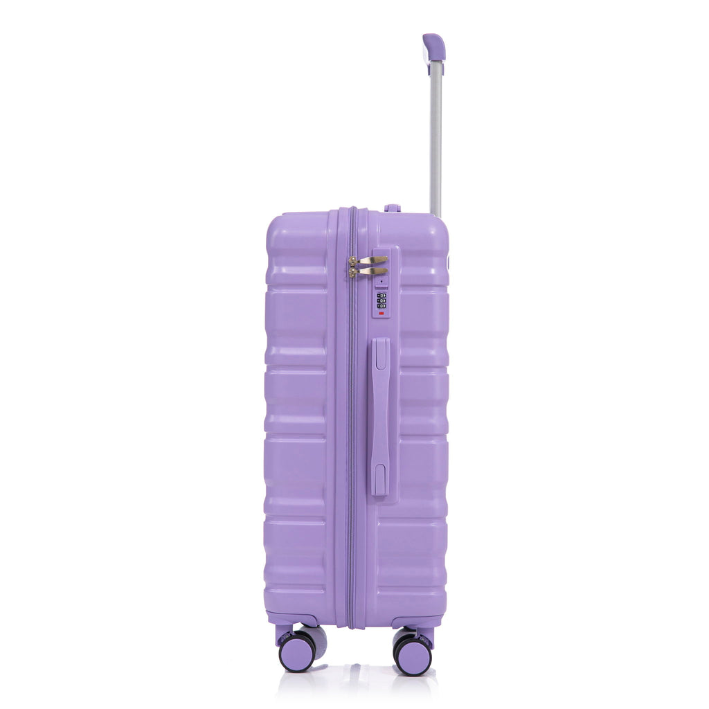 3 Piece 20" / 24" / 28" Spinner Luggage Set & Combination Lock, Durable Hard Shell With 360° Silent Wheels - Blue / Purple