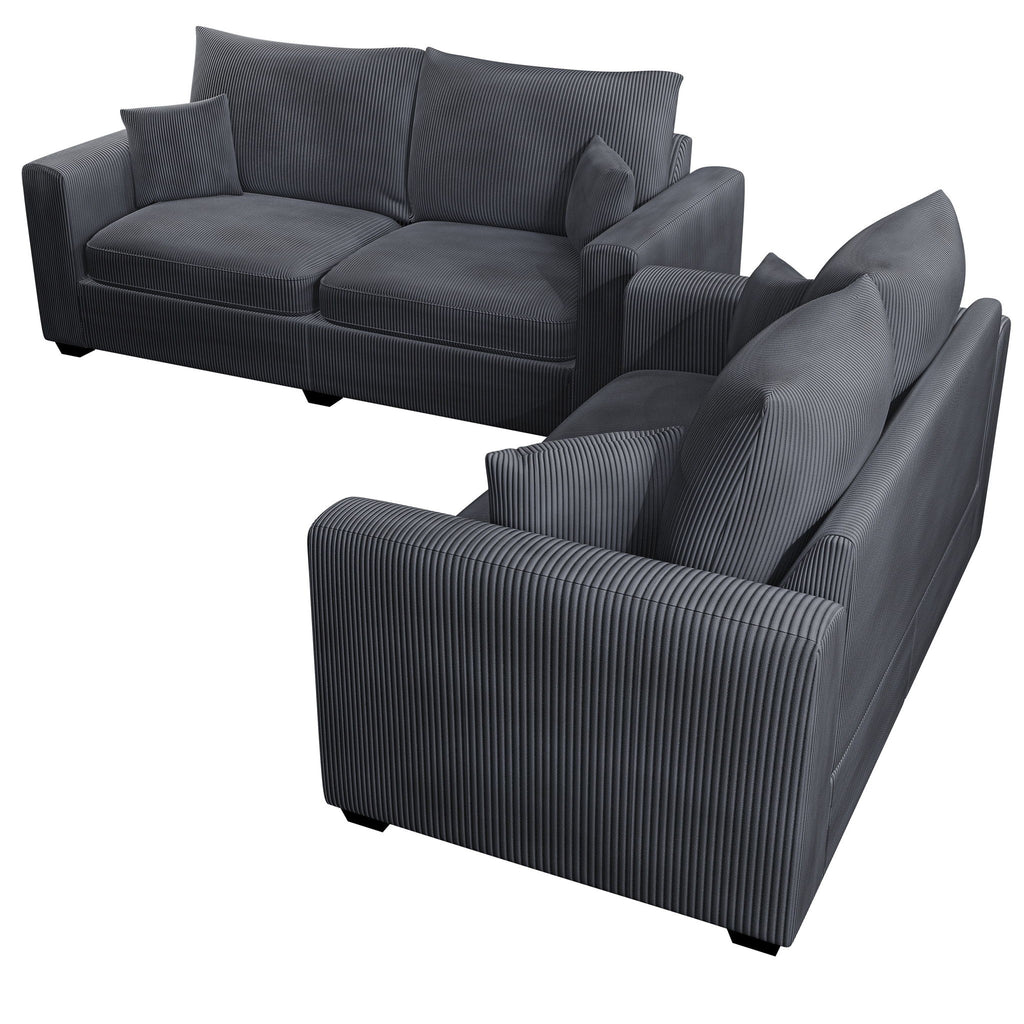 2 Piece Contemporary Style Sofa Set With Matching Pillows