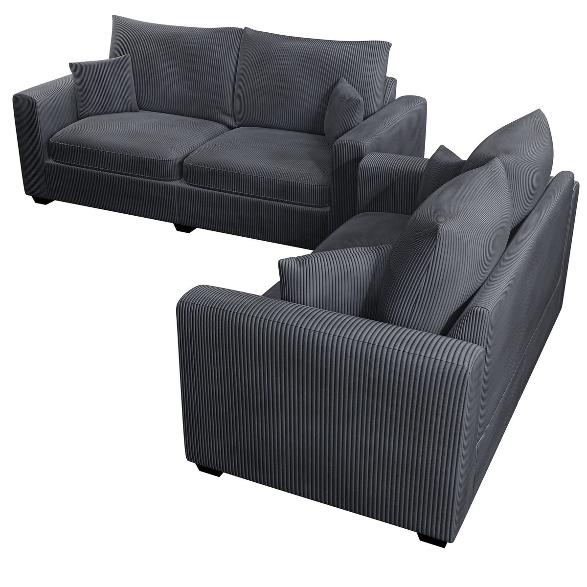 2 Piece Contemporary Style Sofa Set With Matching Pillows