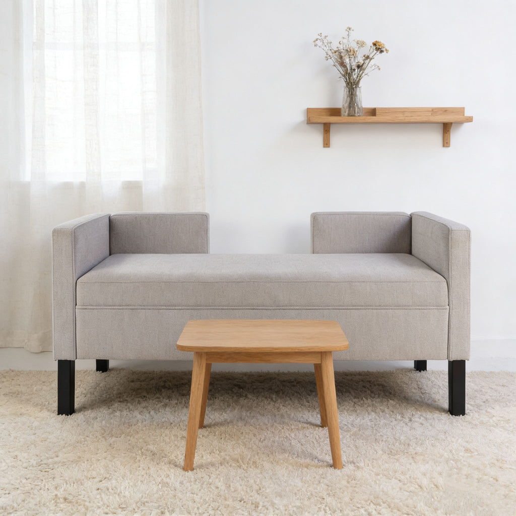 Upholstered Ottoman With 2 Bolster Pillows For Living Room - Gray