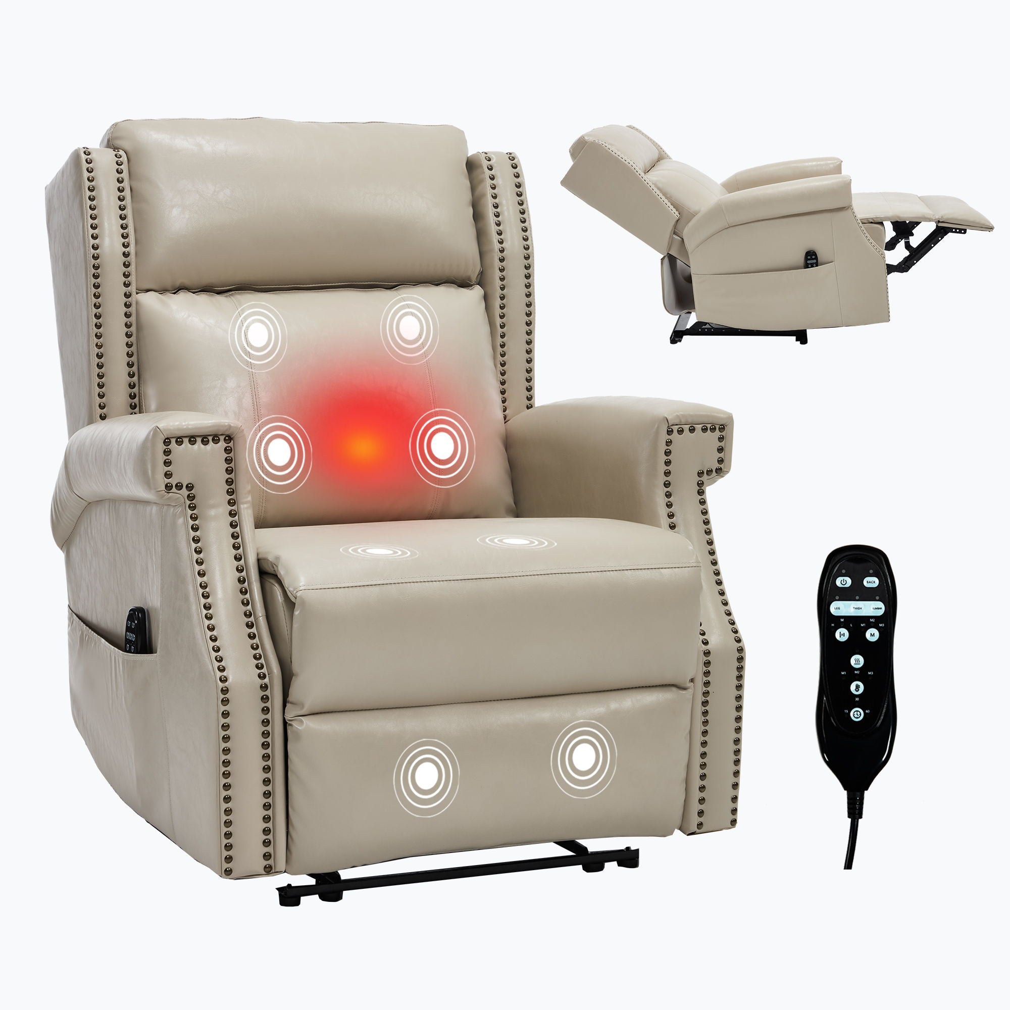 Manual Recliner Chair With Heavy Duty Motion Mechanism, 8 Vibrating Nodes And 3 Massage Modes For Living Room