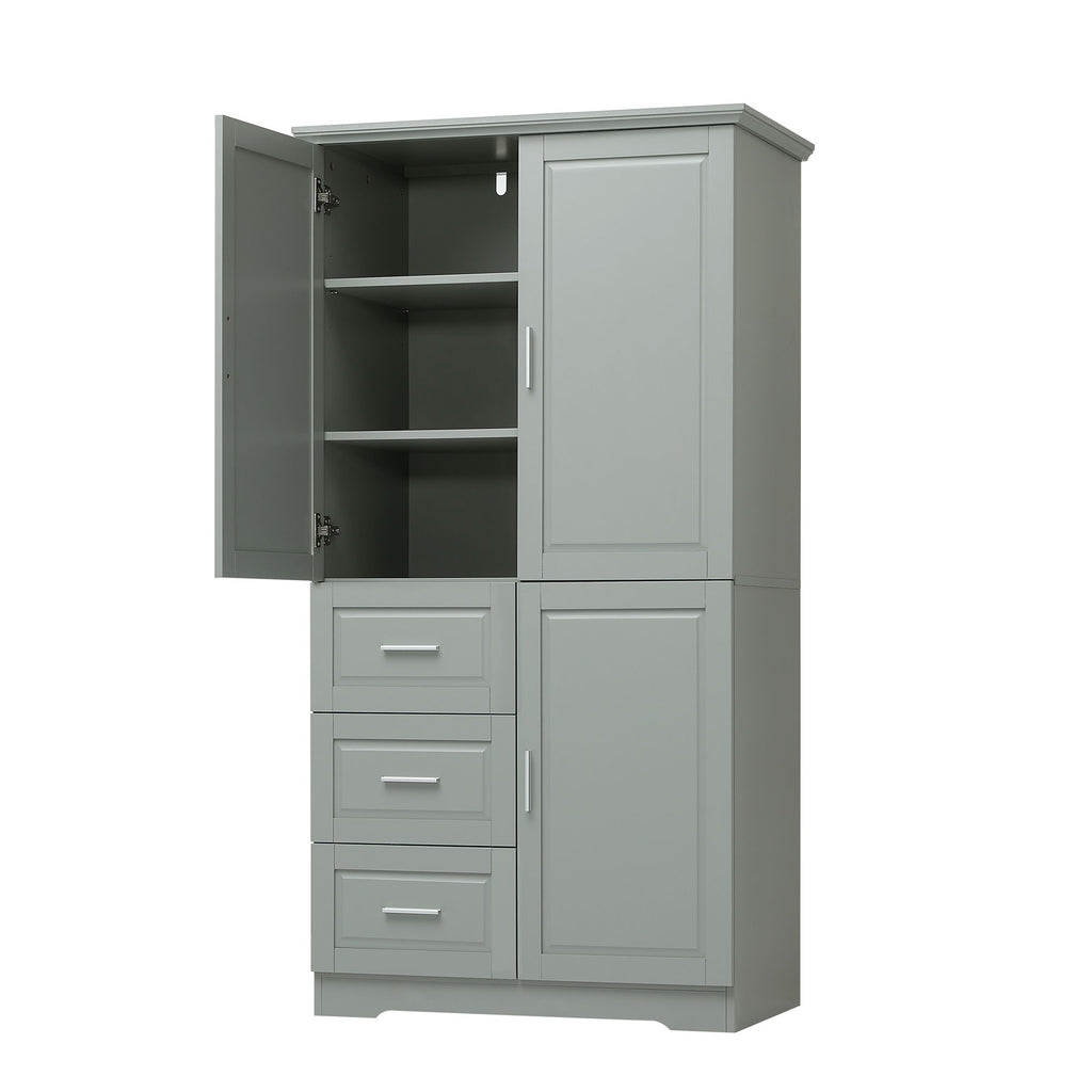 Tall And Wide Storage Cabinet With Doors, 3 Drawers