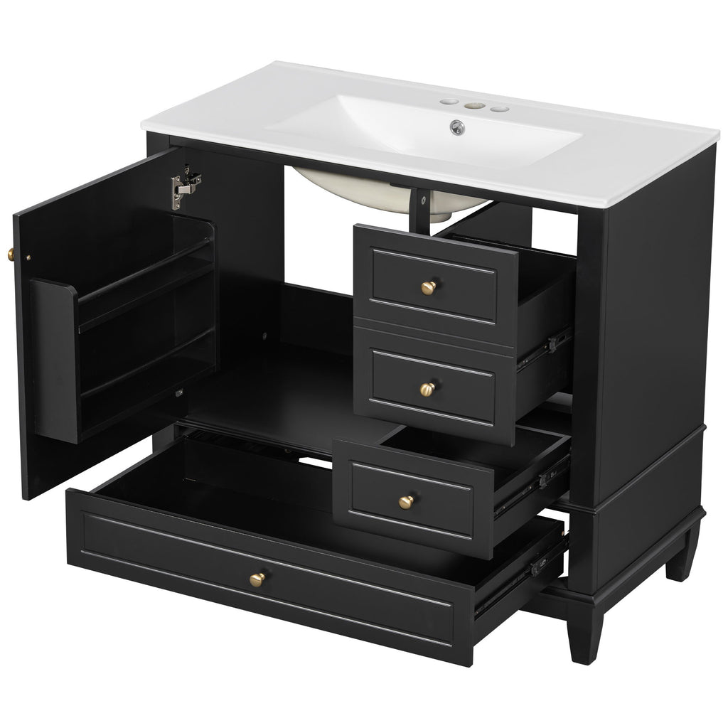 Modern Bathroom Vanity With Sink, 3 Drawers & Cabinet