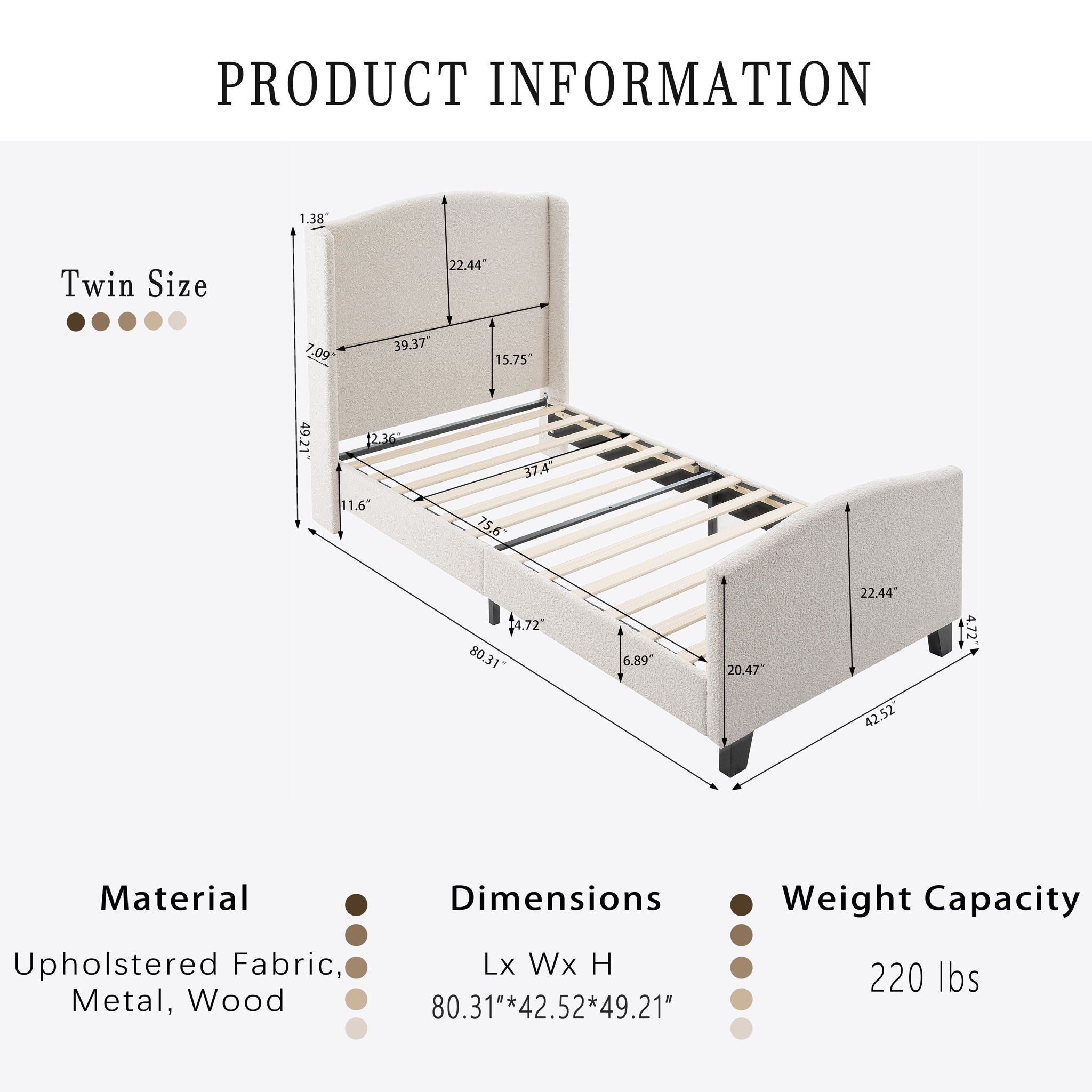 Platform Bed Frame With Tall Headboard And High Footboard