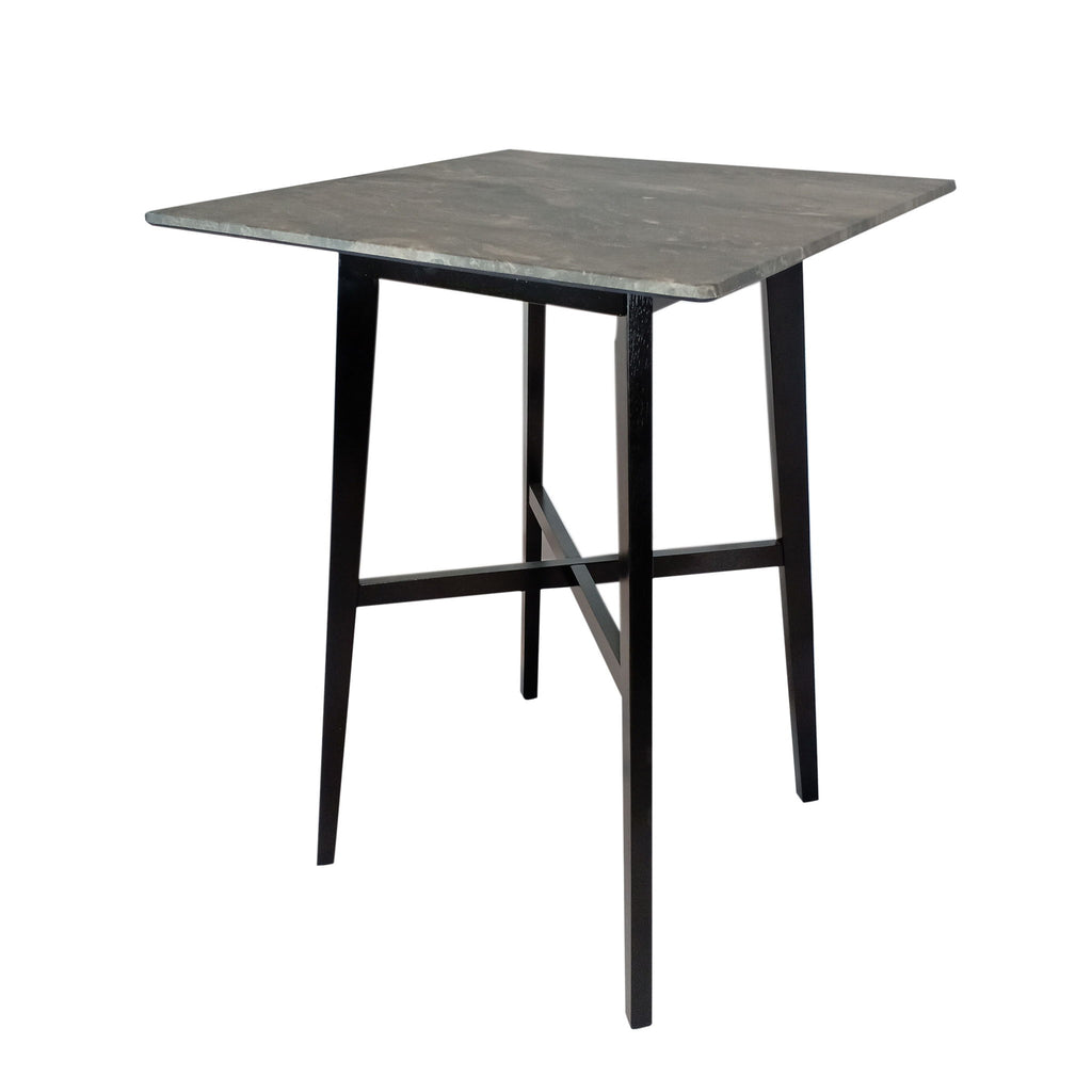 Modern Bar Height Dining Table, Rubberwood Legs And Laminate Table Top, Paladina Marble - Gray / Black