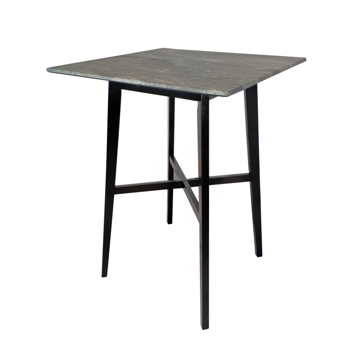 Modern Bar Height Dining Table, Rubberwood Legs And Laminate Table Top, Paladina Marble - Gray / Black