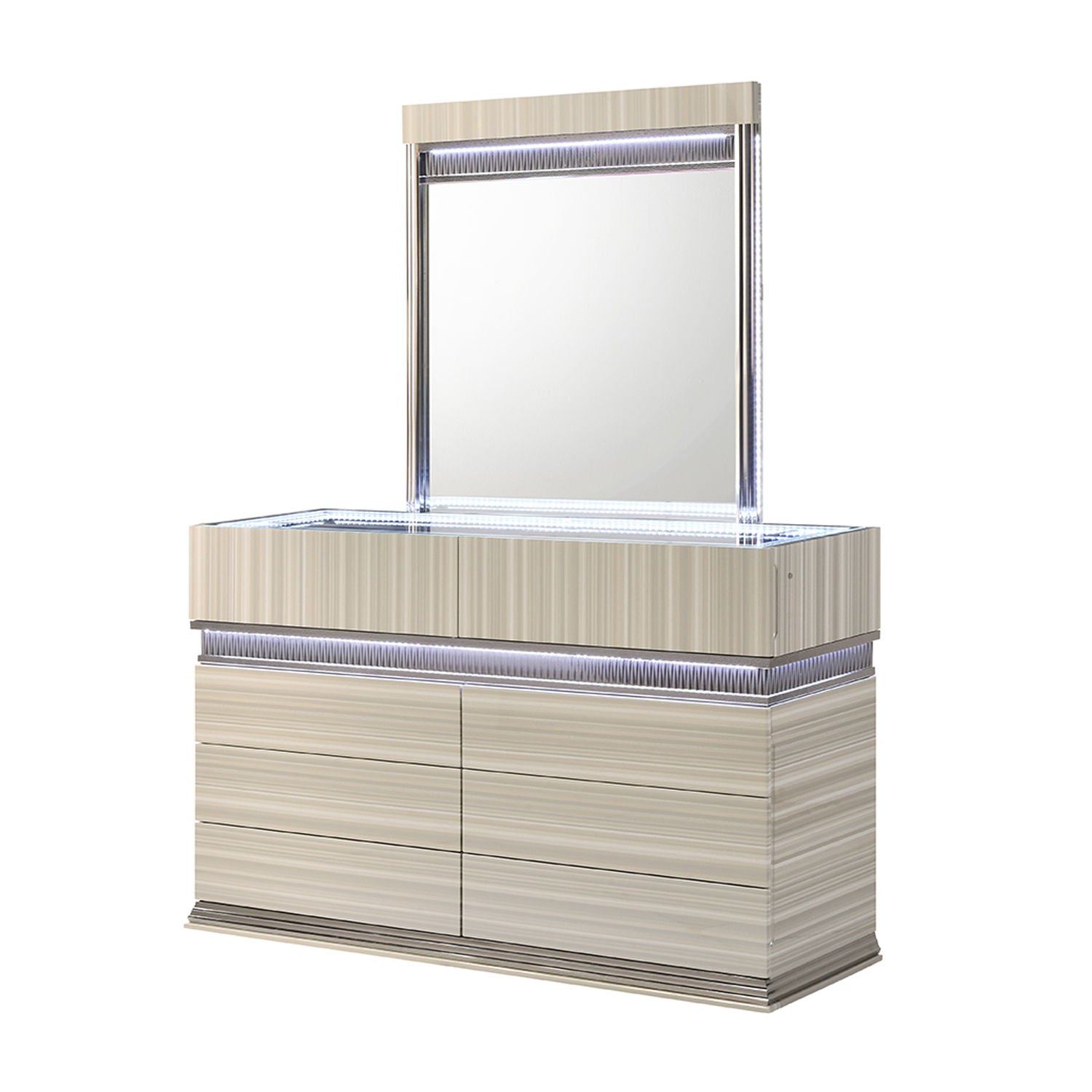 Leonor - Mirror With LED Light Frame - Gray