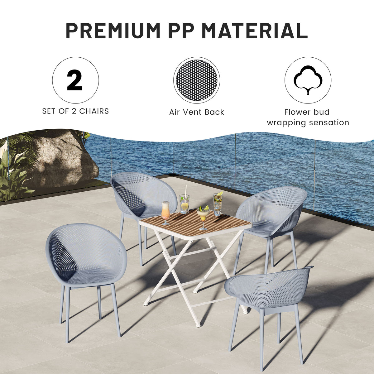 2 Piece Durable Single Chair With Hollow Out Design