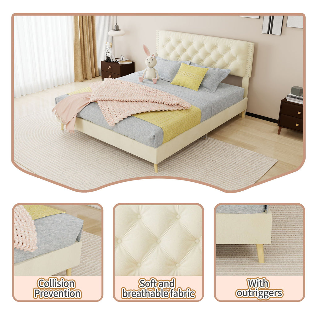 Upholstered Bed With Tufted Headboard