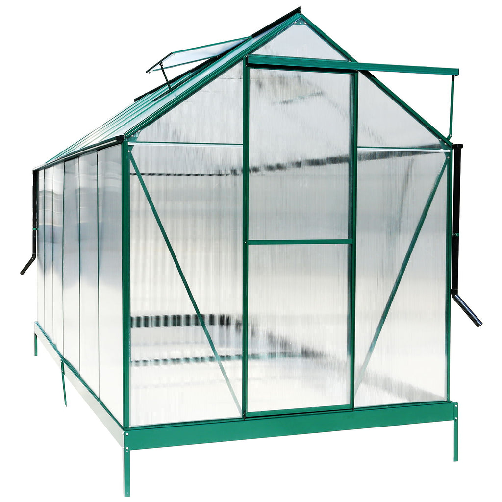 Polycarbonate house, Heavy Duty Outdoor Aluminum Walk-In House Kit With Rain Gutter, Vent And Door For Backyard Garden