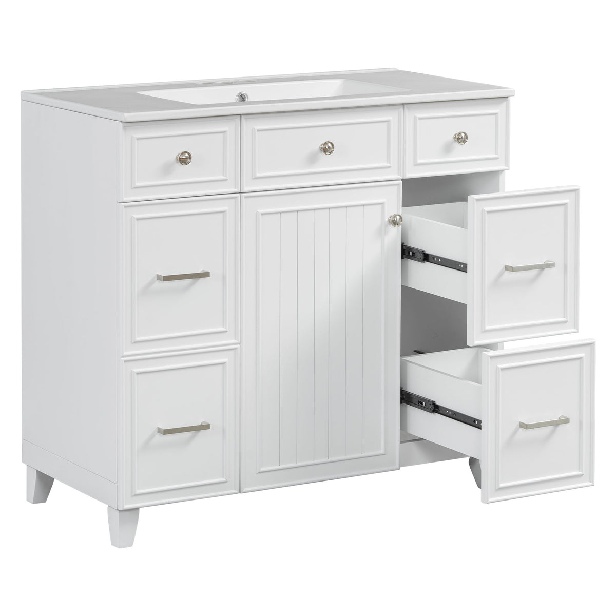 Bathroom Vanity With Ceramic Sink, Soft Close Doors, Adjustable Shelves