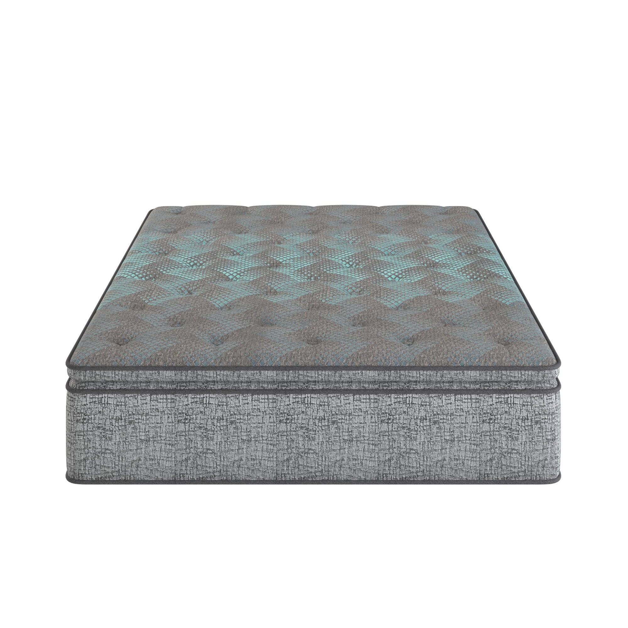 Comfort Care - 12" Hybrid Euro Top Mattress, Plush Comfort With Individual Pocketed Coil - Gray / Blue - Twin